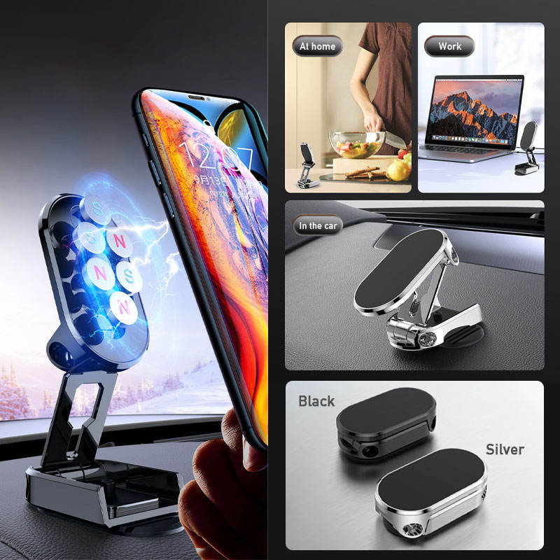 🔥 Alloy Folding Magnetic Car Phone Holder